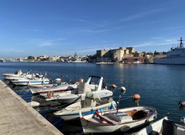 View from the shore of the Aragonese Castel of Brindisi