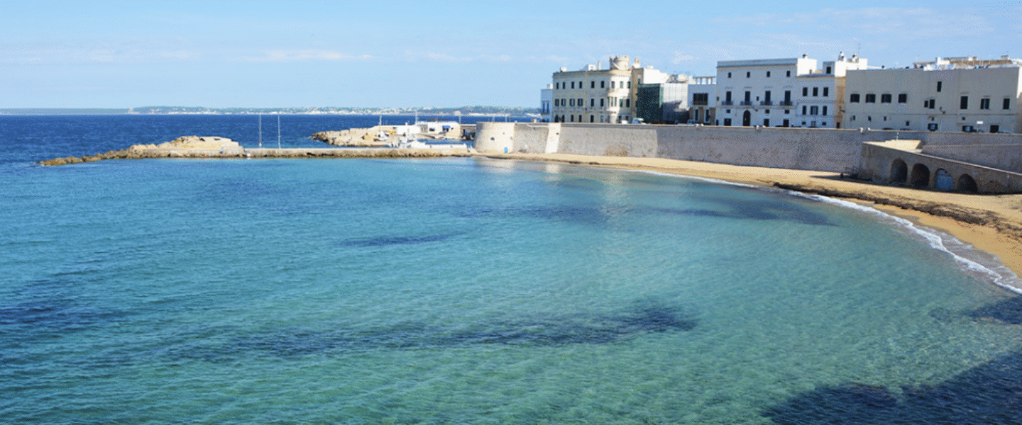 Gallipoli beach and ancient city with castle.
