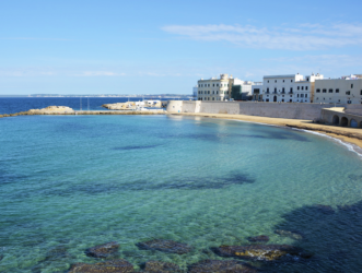 Gallipoli beach and ancient city with castle.